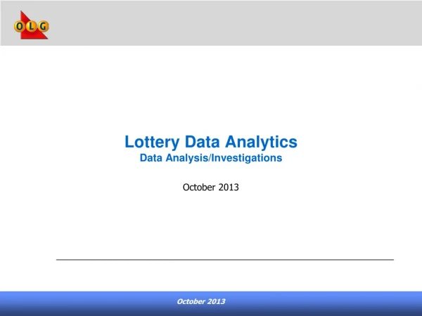 Lottery Data Analytics Data Analysis/Investigations