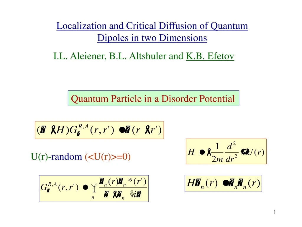 localization and critical diffusion of quantum