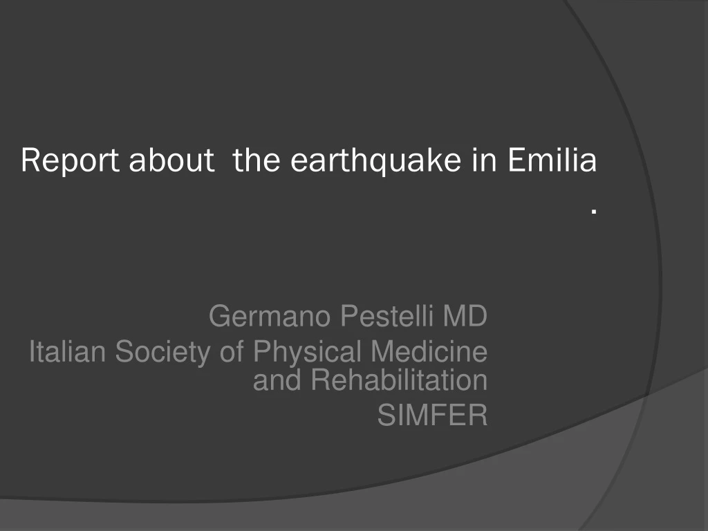report about the earthquake in emilia
