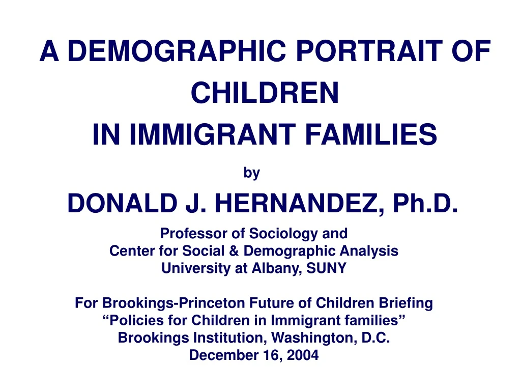 a demographic portrait of children in immigrant