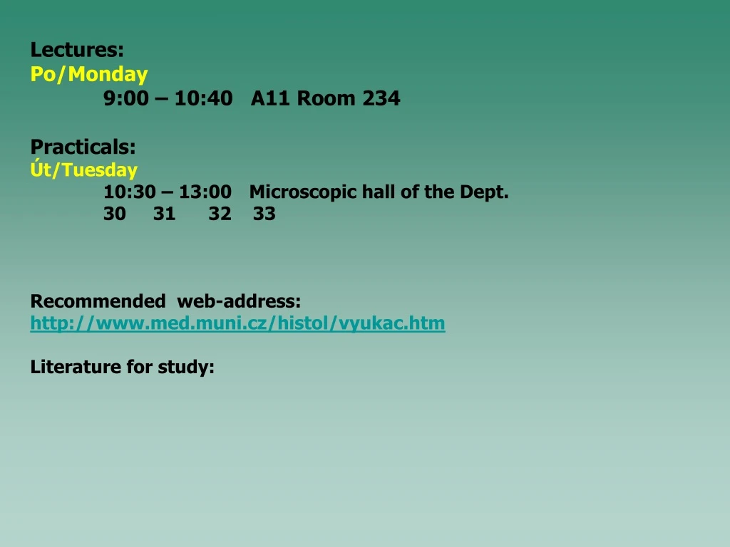 lectures po monday 9 00 10 40 a11 room