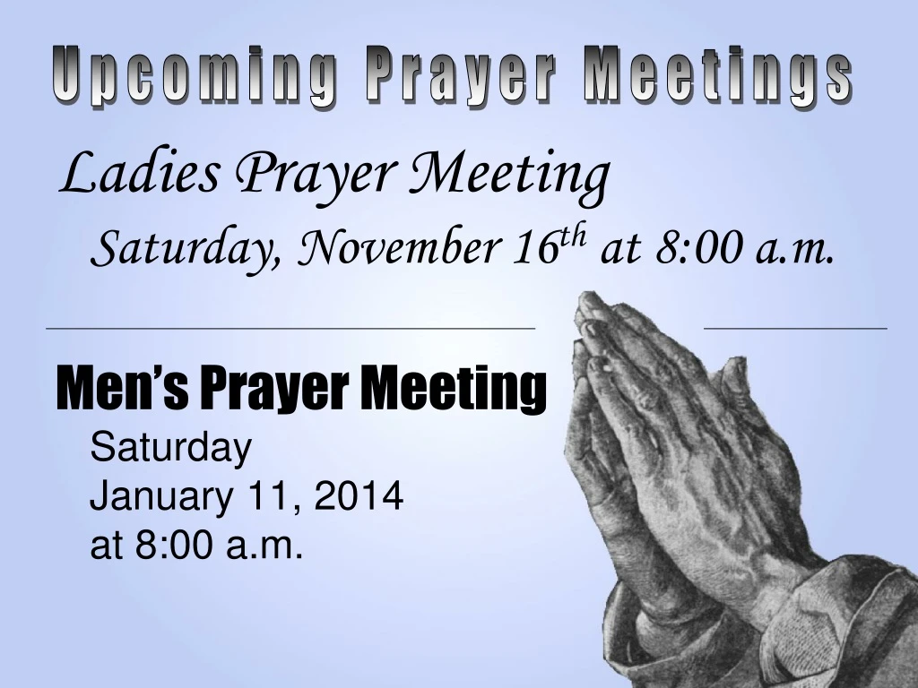 upcoming prayer meetings