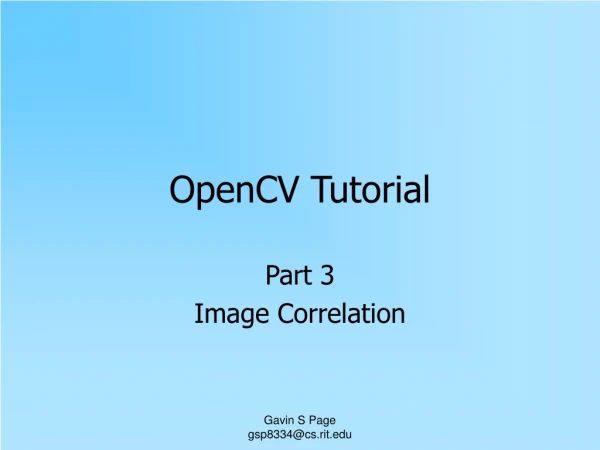 OpenCV Tutorial