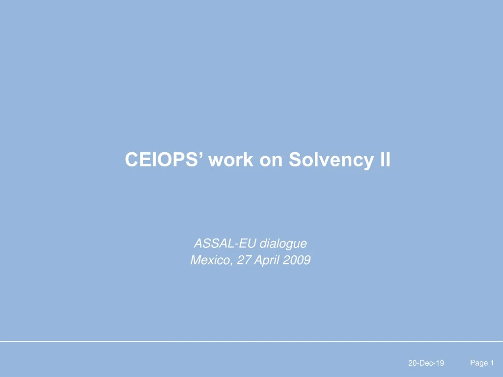 ceiops work on solvency ii