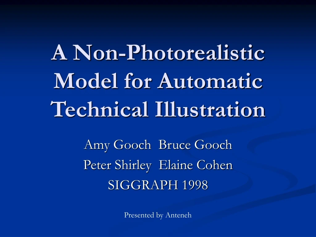 a non photorealistic model for automatic technical illustration