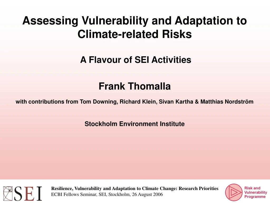 assessing vulnerability and adaptation to climate