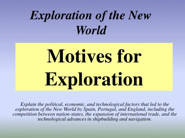 Exploration of the New World