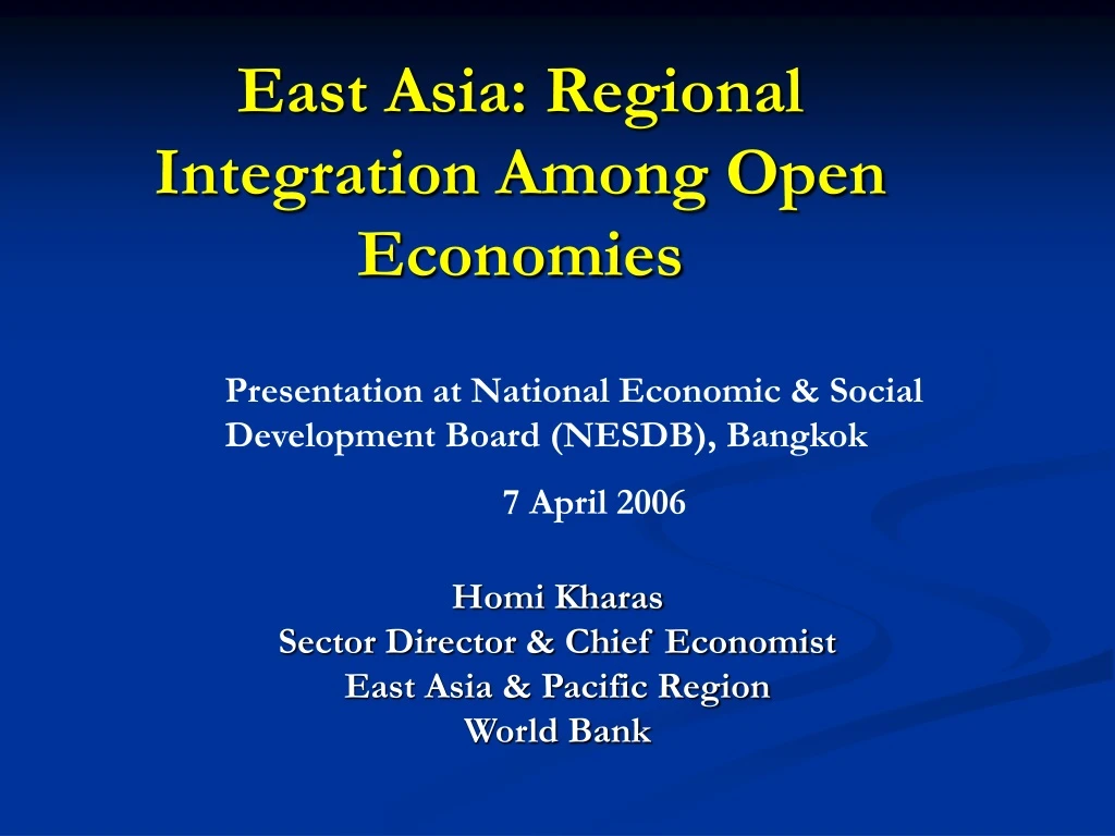 east asia regional integration among open economies