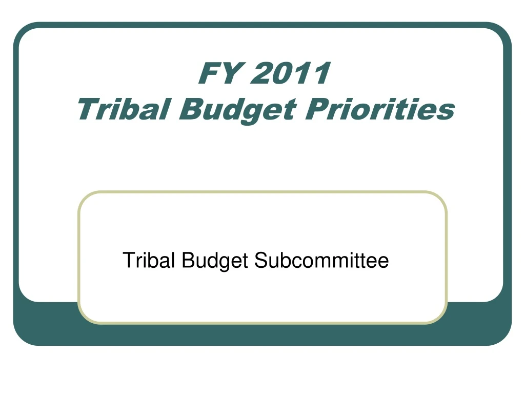 fy 2011 tribal budget priorities