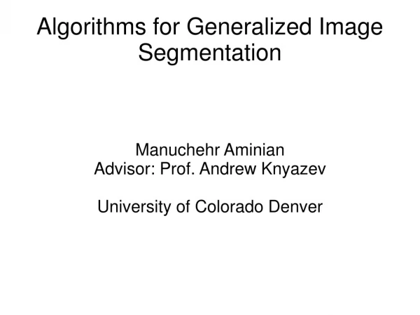 Algorithms for Generalized Image Segmentation