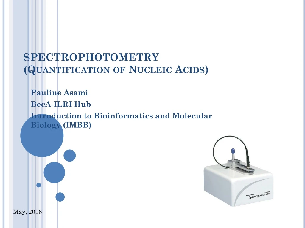 spectrophotometry quantification of n ucleic a cids