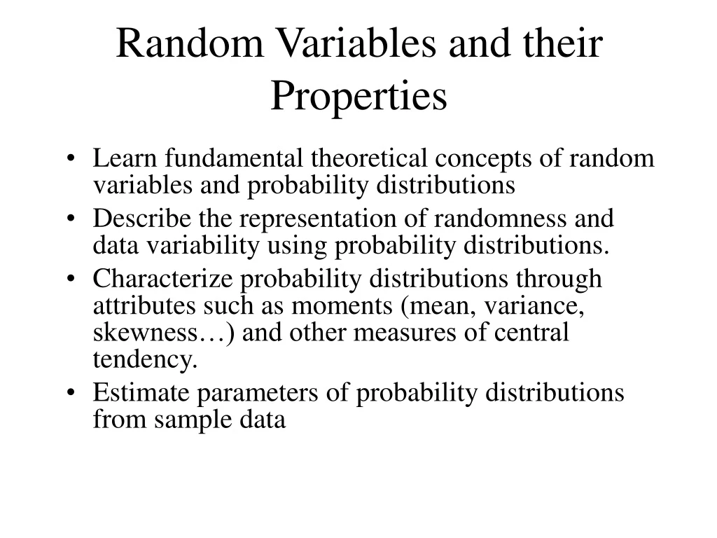 random variables and their properties