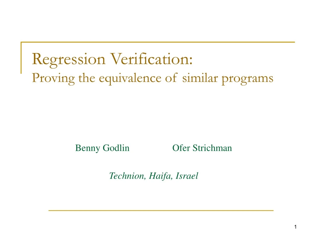 regression verification proving the equivalence of similar programs