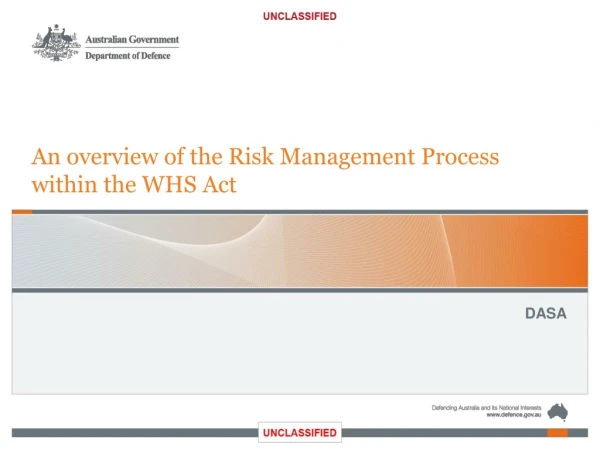 An overview of the Risk Management Process within the WHS Act