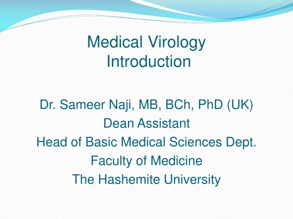 Medical Virology  Introduction
