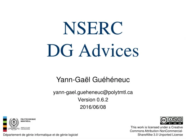 NSERC DG Advices