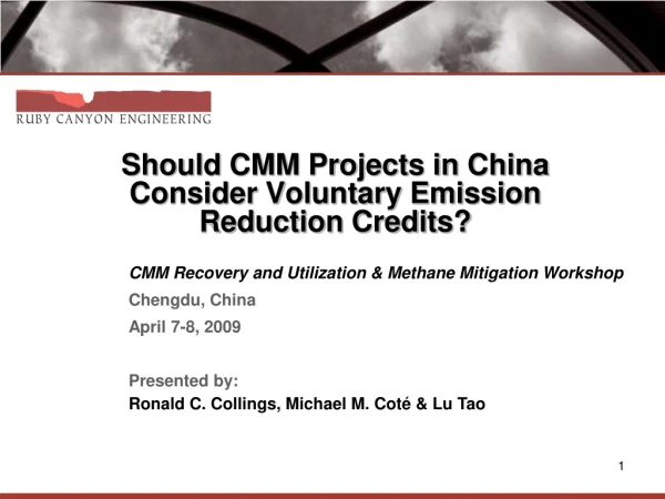 Should CMM Projects in China Consider Voluntary Emission Reduction Credits?
