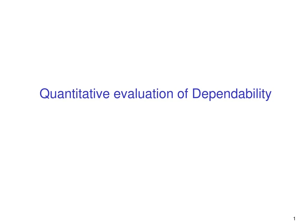 quantitative evaluation of dependability
