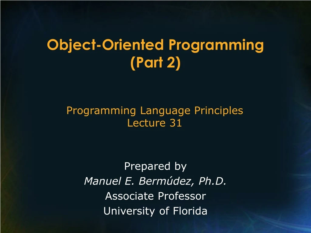 object oriented programming part 2