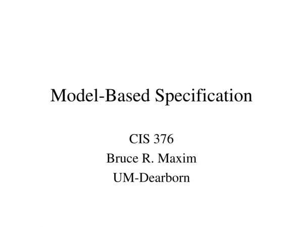 Model-Based Specification
