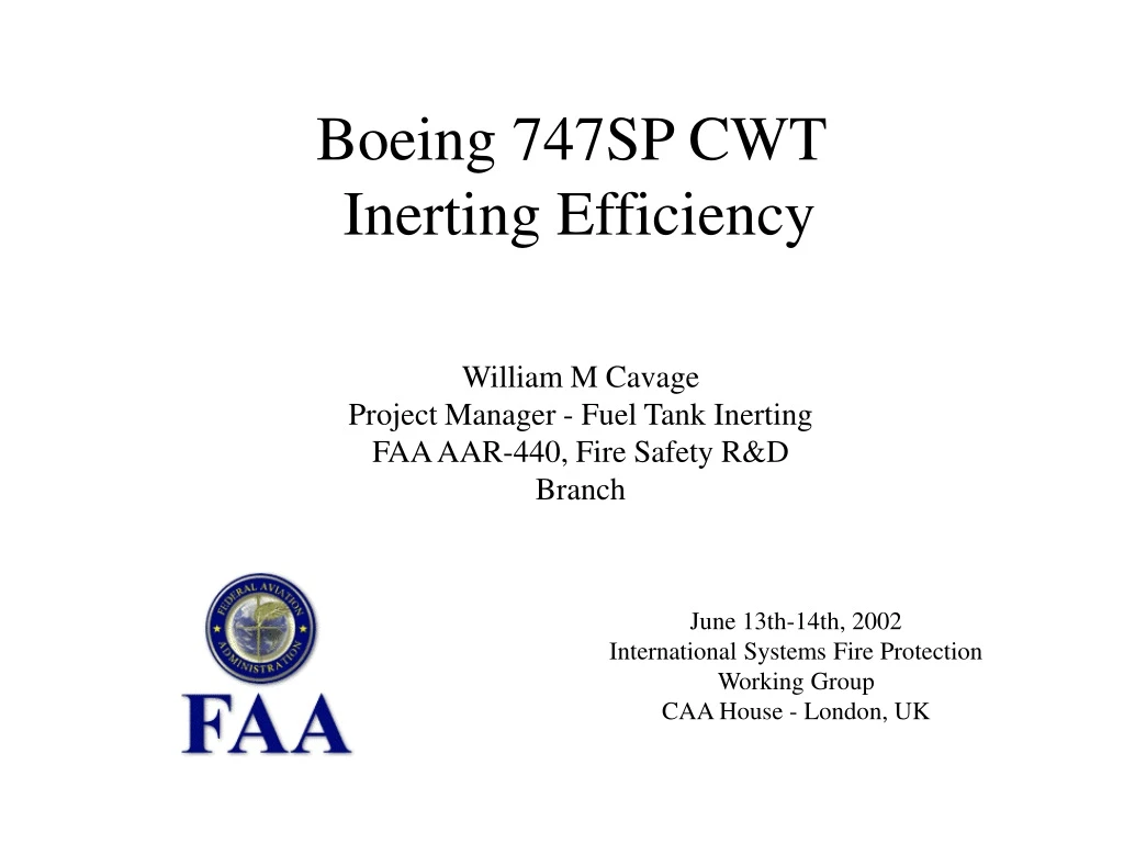 boeing 747sp cwt inerting efficiency