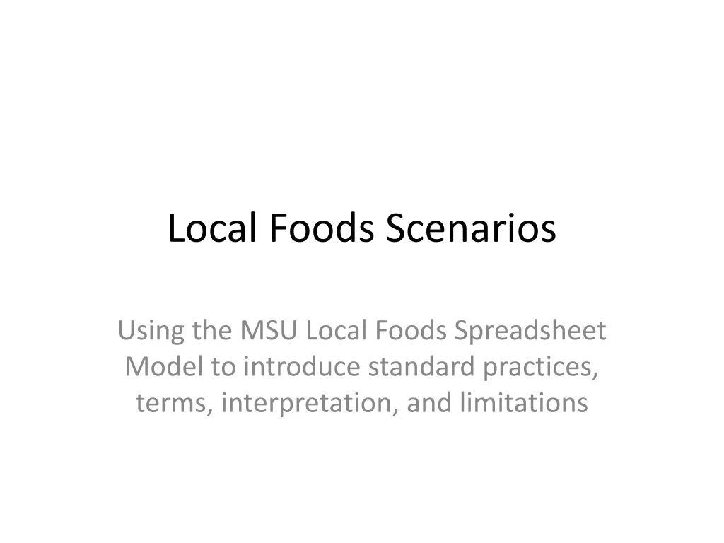 local foods scenarios