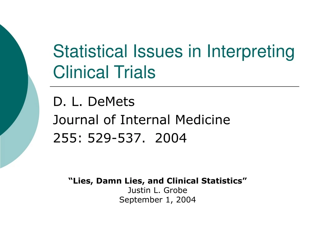 statistical issues in interpreting clinical trials