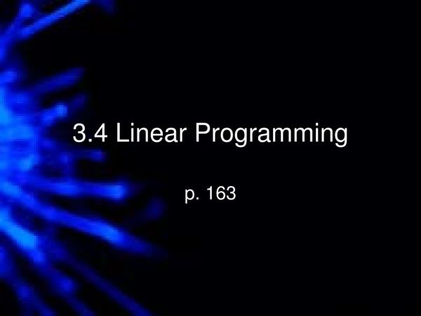 3.4 Linear Programming