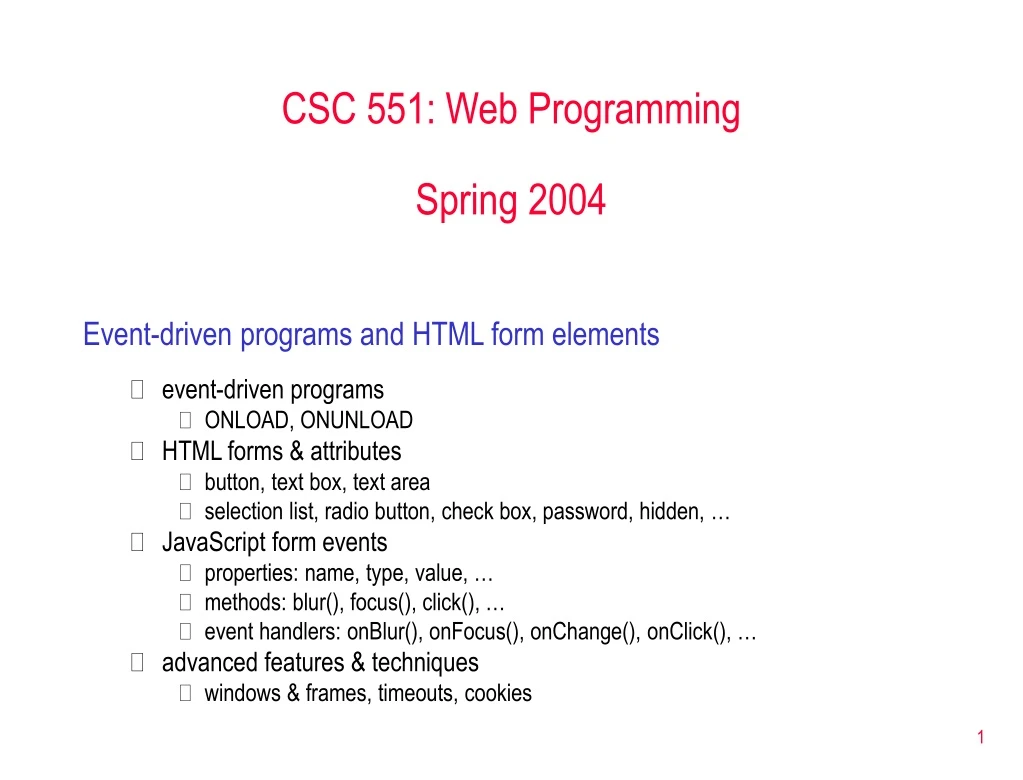 csc 551 web programming spring 2004