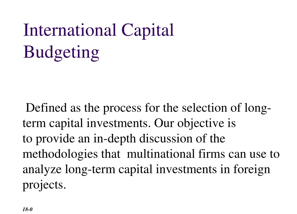 international capital budgeting
