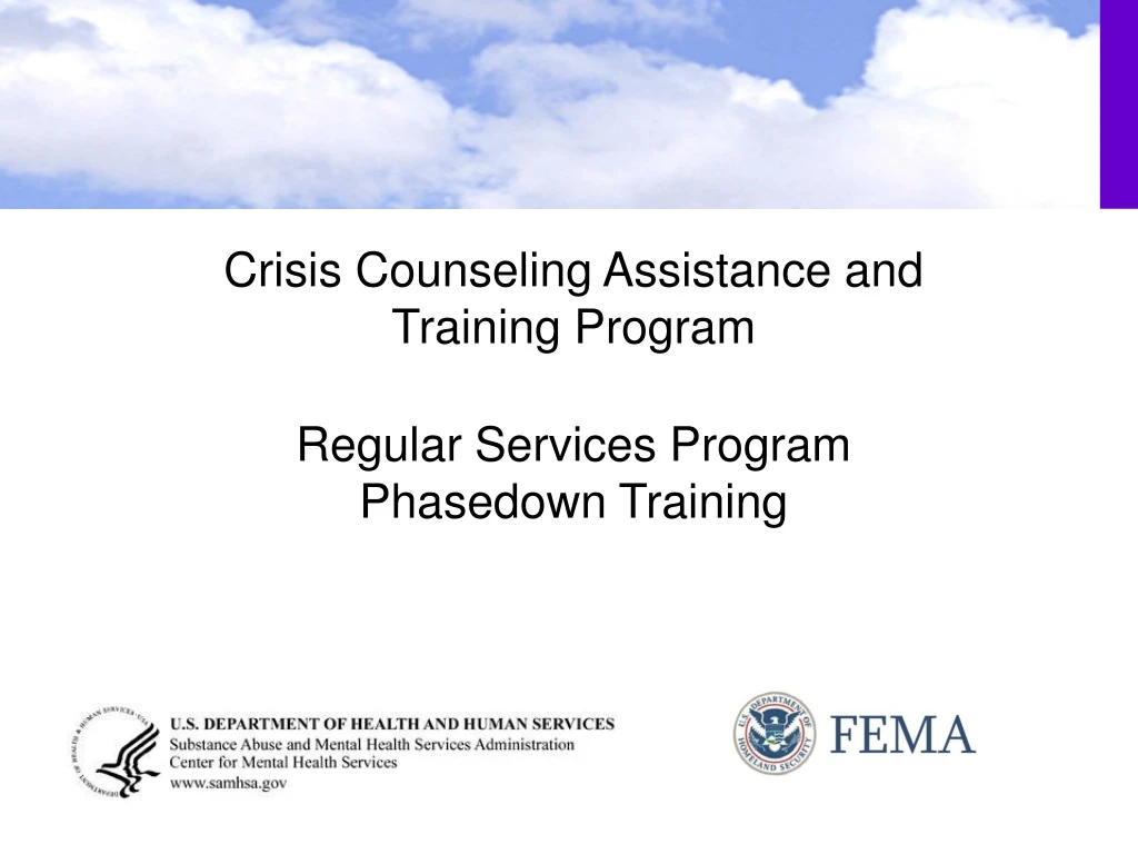 crisis counseling assistance and training program regular services program phasedown training