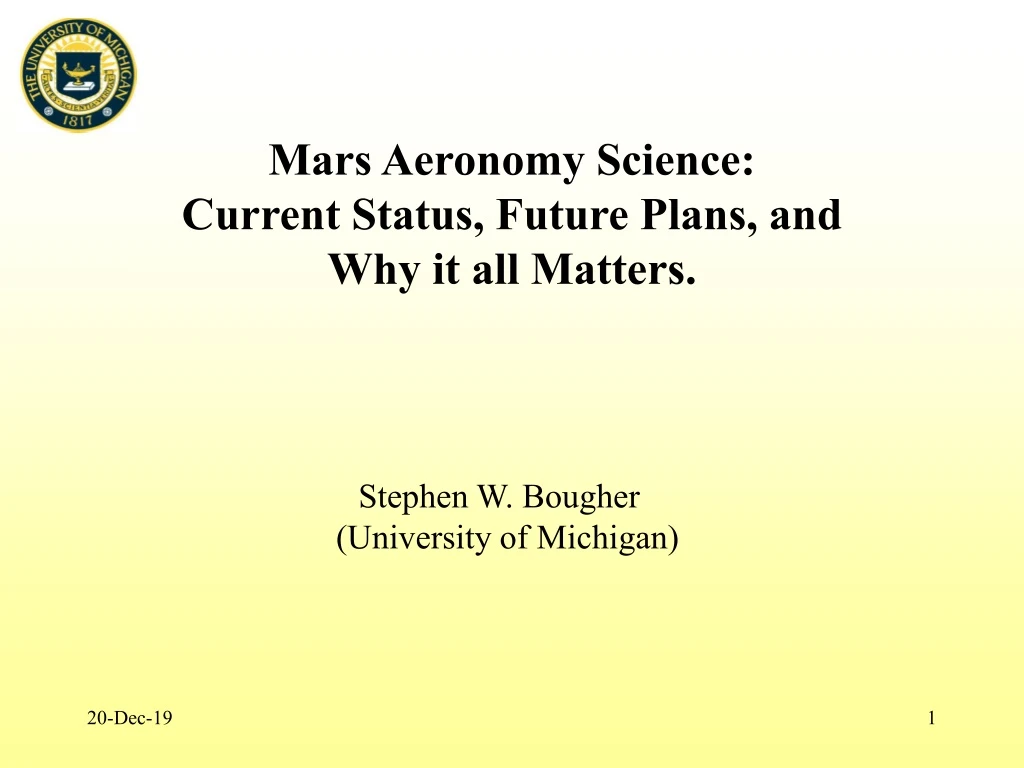 mars aeronomy science current status future plans and why it all matters