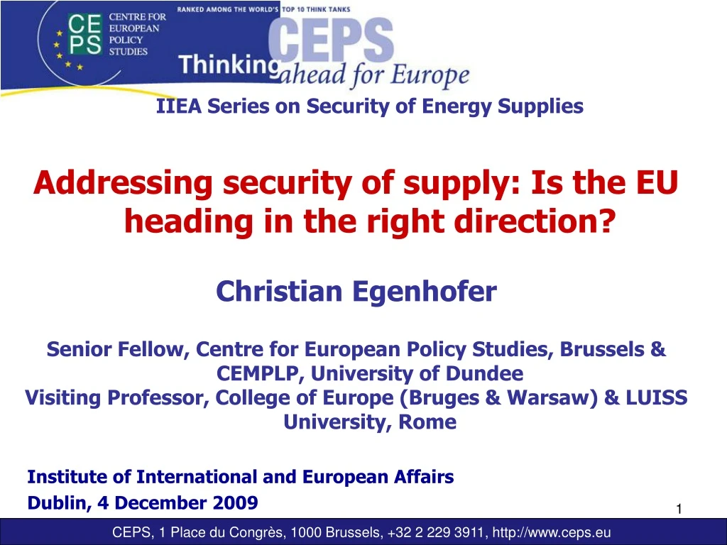 iiea series on security of energy supplies