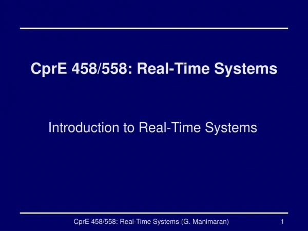CprE 458/558: Real-Time Systems