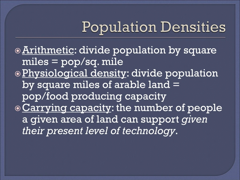 population densities
