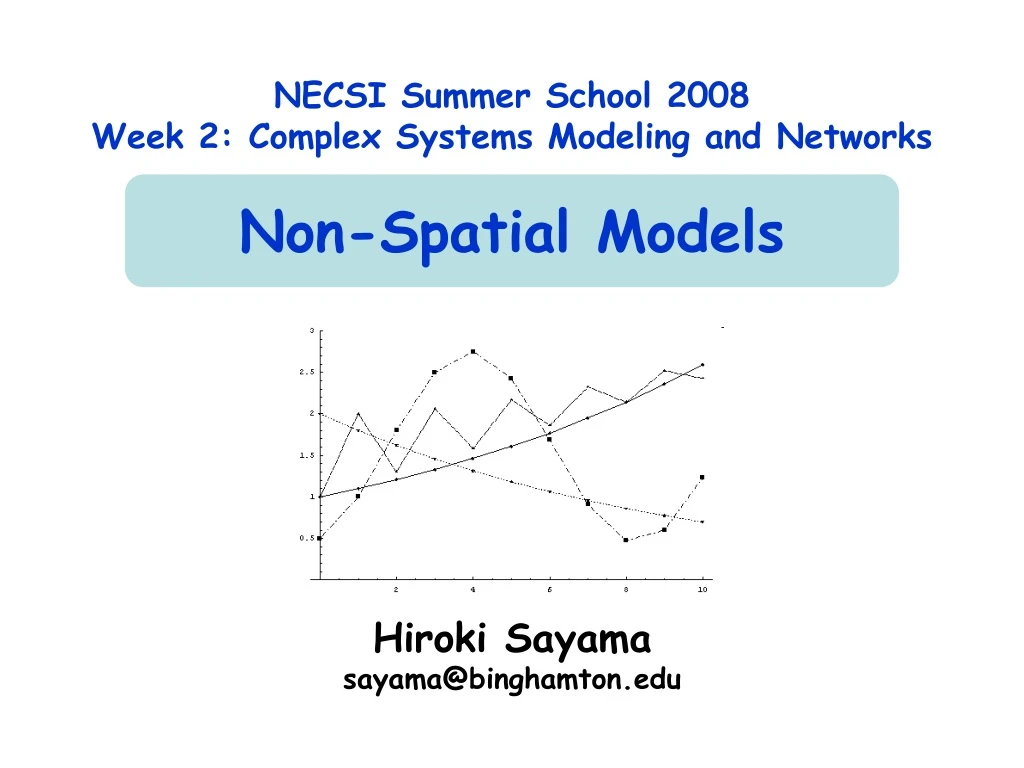 necsi summer school 2008 week 2 complex systems modeling and networks non spatial models