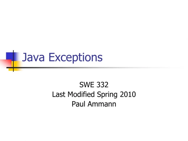 Java Exceptions