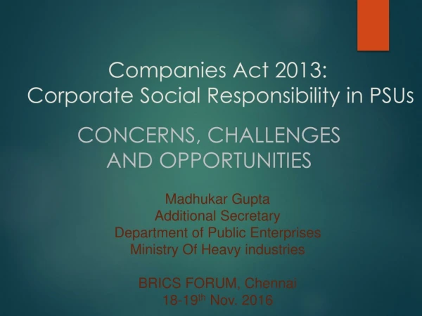 Companies Act 2013:  Corporate Social Responsibility in PSUs