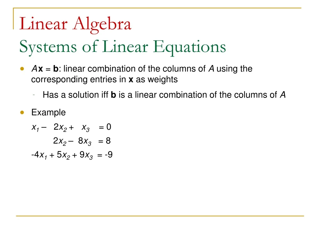 linear algebra systems of linear equations