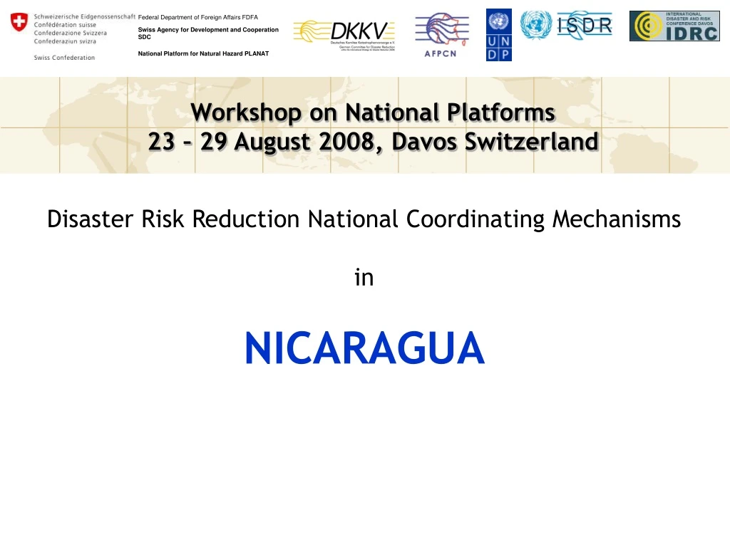 disaster risk reduction national coordinating