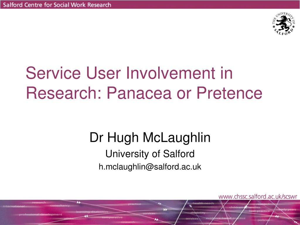 service user involvement in research panacea or pretence