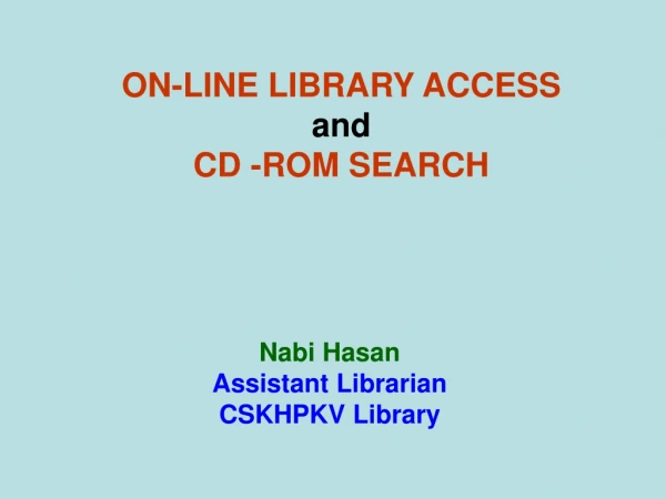 Nabi Hasan Assistant Librarian CSKHPKV Library