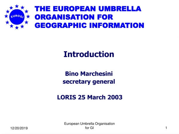 THE EUROPEAN UMBRELLA ORGANISATION FOR GEOGRAPHIC INFORMATION
