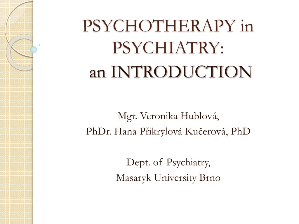 psychotherapy in psychiatry