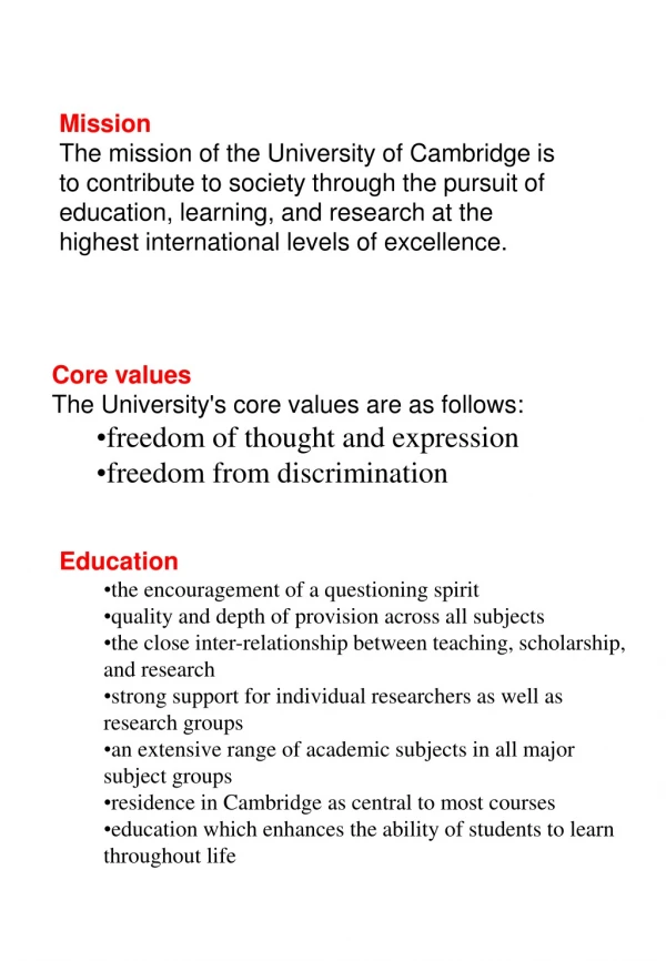 The University's Mission and Core Values