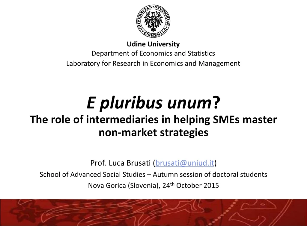 e pluribus unum the role of intermediaries in helping smes master non market strategies
