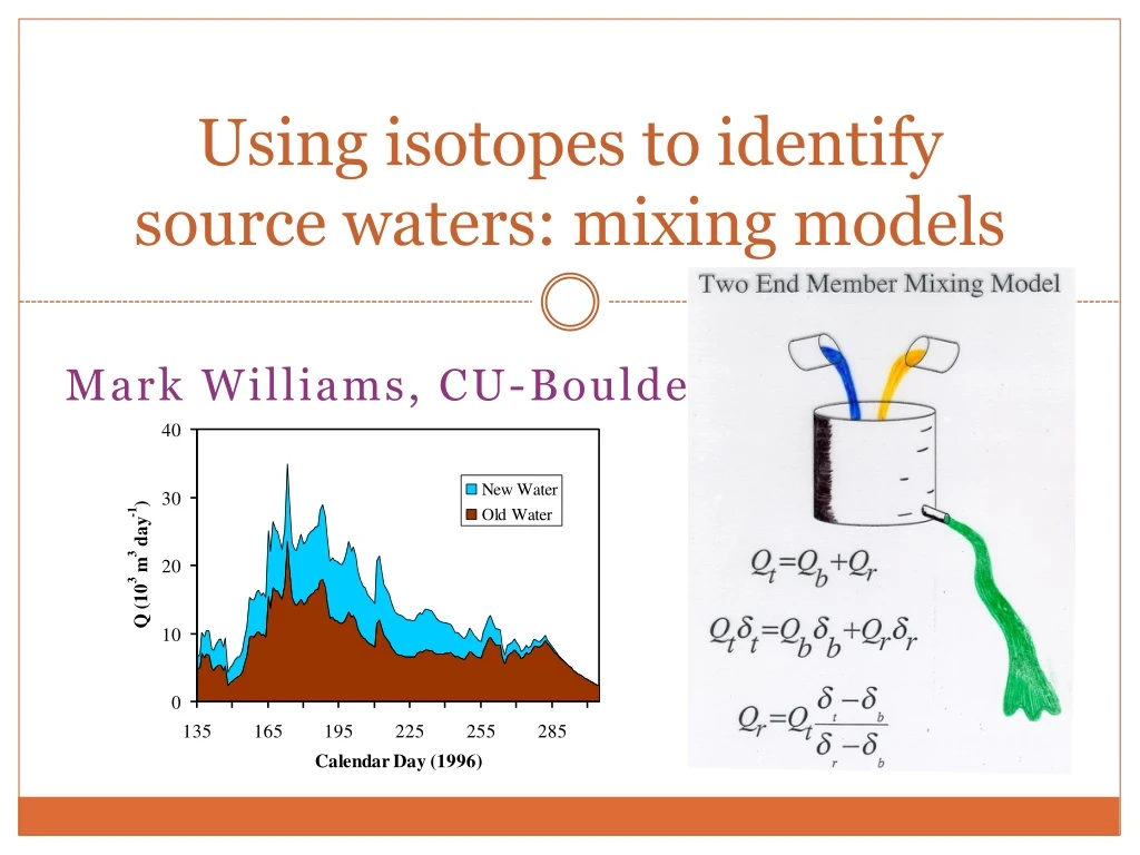 using isotopes to identify source waters mixing models