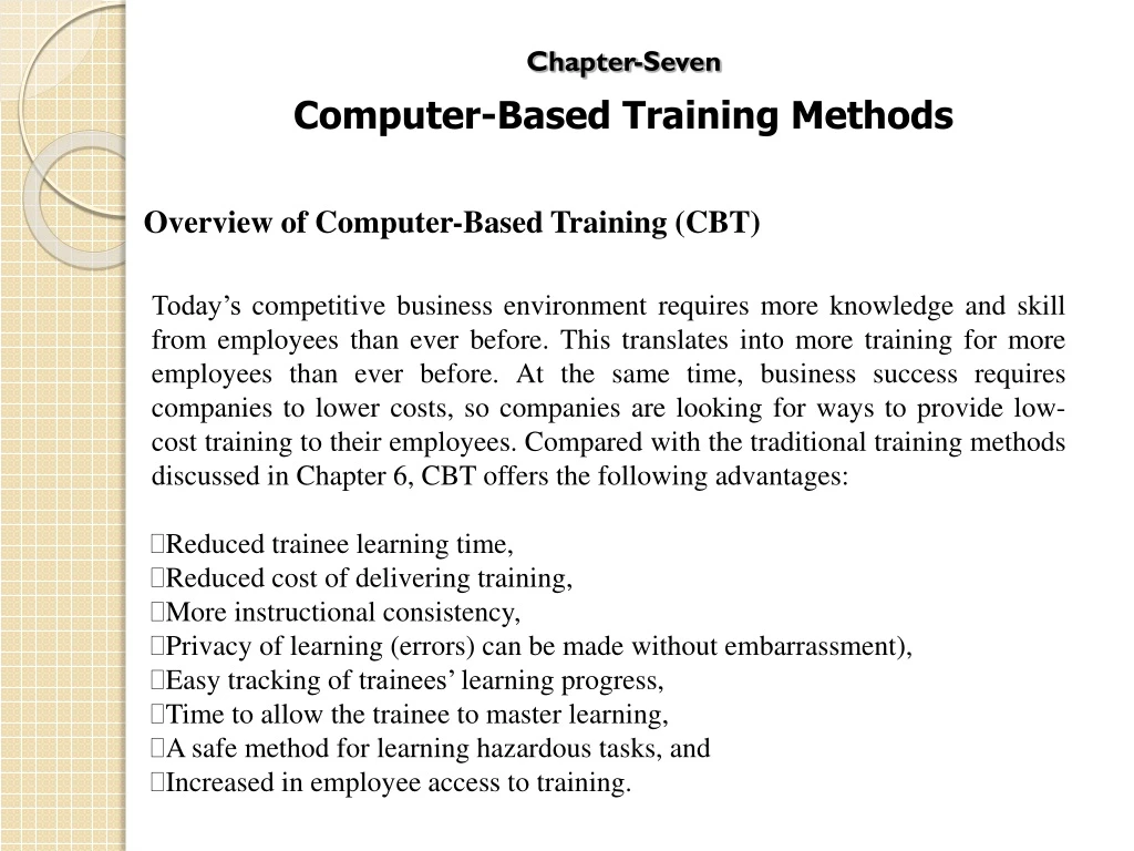 chapter seven computer based training methods