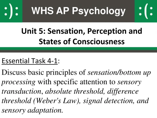 Unit 5: Sensation, Perception and States of Consciousness