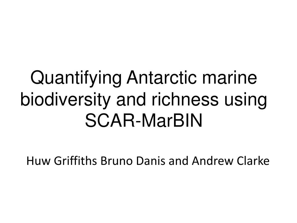 quantifying antarctic marine biodiversity